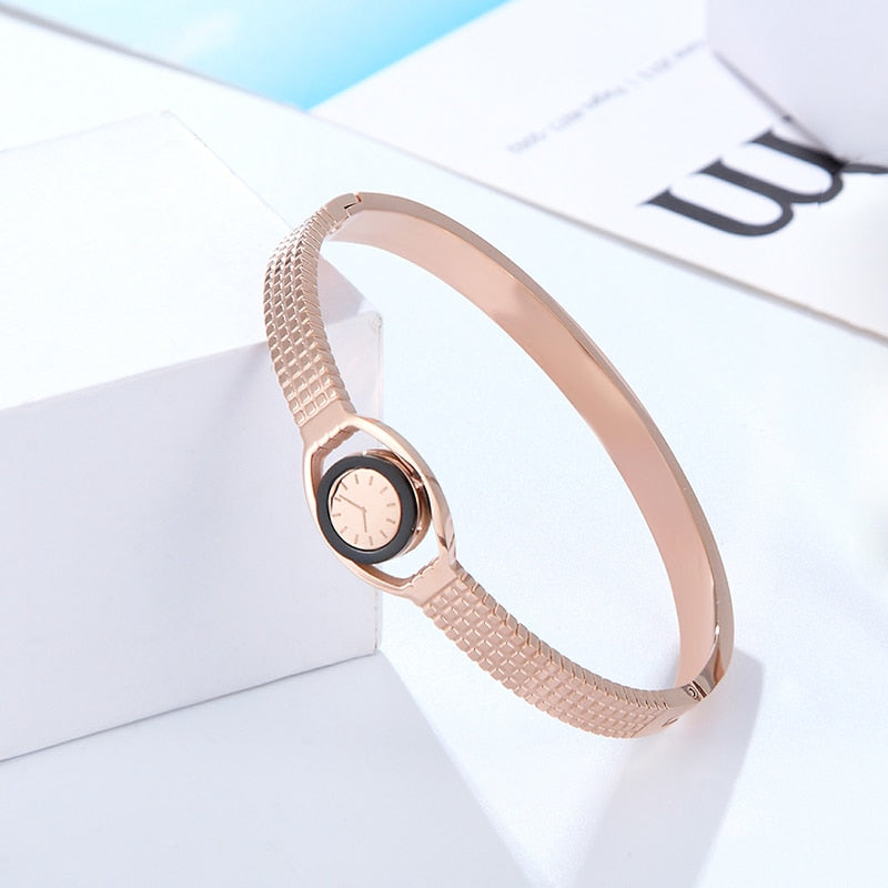 New Arrival Imitation Watch Shape Woman Bangle Bracelet Stainless Steel Jewelry Woman Bracelet Gift for Women - Executive-Skincare