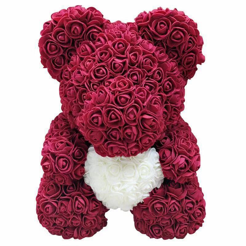 Rose Bear 40cm    Teddy Bear with Heart for Women Gift       Bear With  Flower - Executive-Skincare