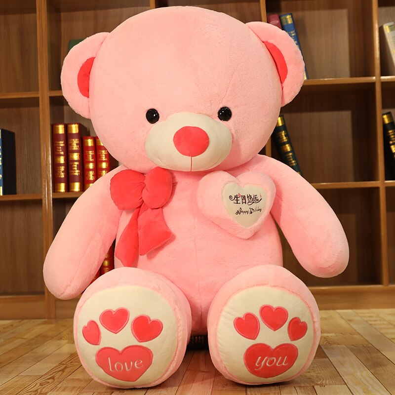 High Quality 80/100CM 4 Colors Teddy Bear With Scarf Stuffed Animals Bear Plush Toys Teddy Bear Doll Lovers Birthday Baby Gift - Executive-Skincare