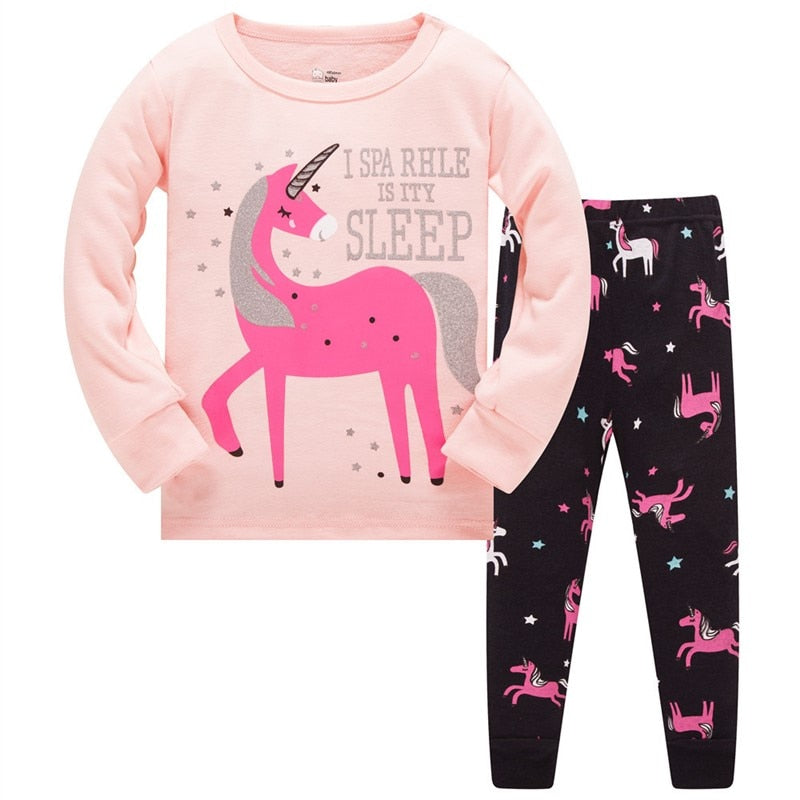 Unicorn Girls Pajamas Set Kids Baby Spring Autumn Sweet Suit Cartoon Infantil Children Sleepwear Clothes - Executive-Skincare