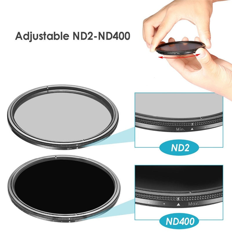 Dynamic ND2-400 Filter 52MM 58MM 62MM 67MM 72MM 77MM Slim Fader Variable ND Lens Filter Adjustable ND2 to ND400 Neutral Density - Executive-Skincare