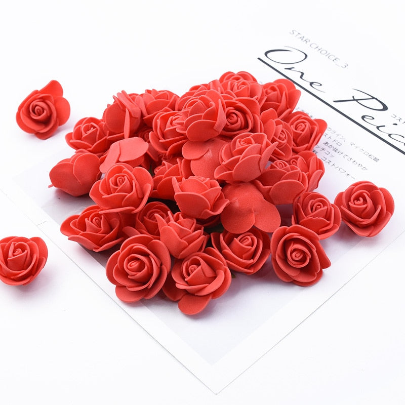 100pcs Wedding Teddy Bear of Roses Diy Gift Valentine Day Present Artificial Flowers New Year Christmas Decoration for Home - Executive-Skincare