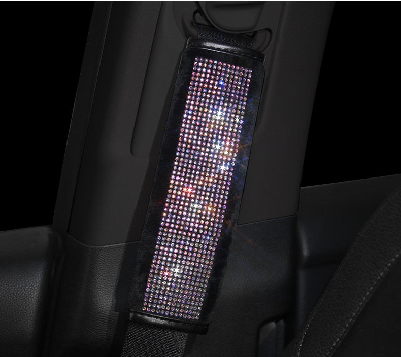 Car Bling Accessories for Woman Interior Set Styling Rhinestone Headrest Pillows Back Support Seat Cushion Pain Relief Sparkly - Executive-Skincare