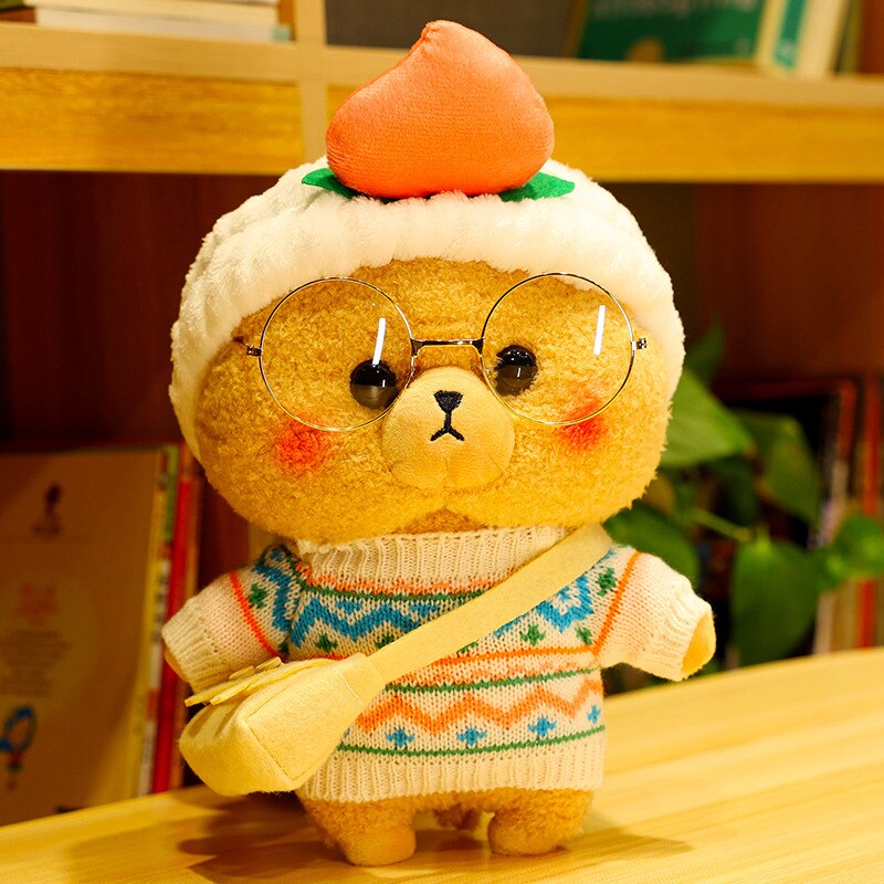 1pc 35cm Lovely Teddy Bear Plush Toys Kawaii Bears with Hat Glasses Cloth Dolls Stuffed Soft Pillow for Girlfriend Baby Present - Executive-Skincare