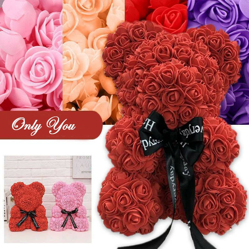 2021 New Style 37cm / 23cm Cute Teddy Bear Rose Flower Artificial Decoration Christmas Gift Female Valentine&#39;s Day Gift DropShip - Executive-Skincare