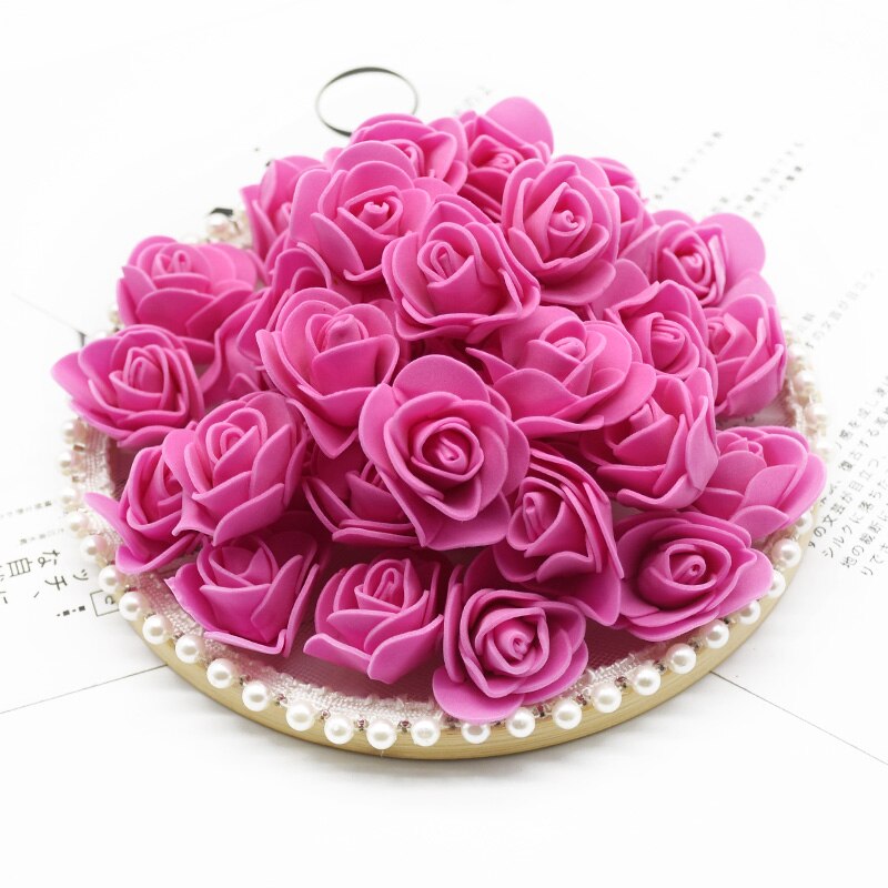 200 Pieces Artificial Flowers 3CM PE Teddy of Bear Roses Head Wedding Decorative Fake for Scrapbooking Valentine&#39;s Day Gifts - Executive-Skincare