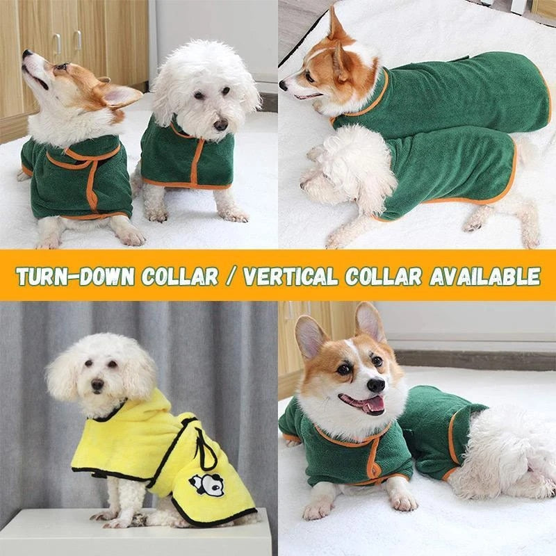 Pet Drying Coat Absorbent Bathrobe Towel Large Medium Small Dog Cat Super Fast Drying Moisture Bath Bags Robe Soft Adjustable - Executive-Skincare