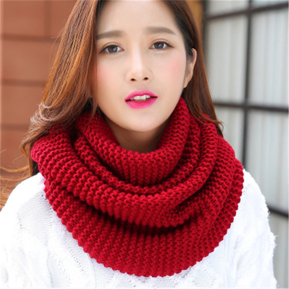 Winter new han edition scarves knitting wool collar woman with thick warm pure color 2 trap head scarf CN009 - Executive-Skincare