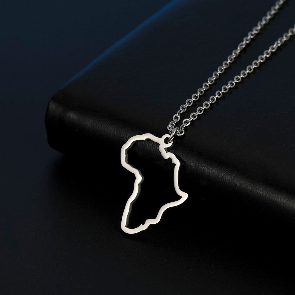 MyShape African Map Pendant Necklaces For Women Men Gold Color South Africa Stainless Steel Necklace Choker African Jewelry Gift - Executive-Skincare