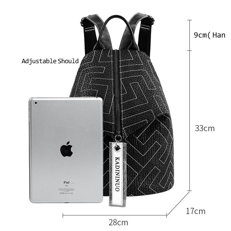 Genuine Leather Backpack Women Fashion Brand All-match Leather Women's Backpacks Personalized Travel Large Capacity Dumpling Bag - Executive-Skincare