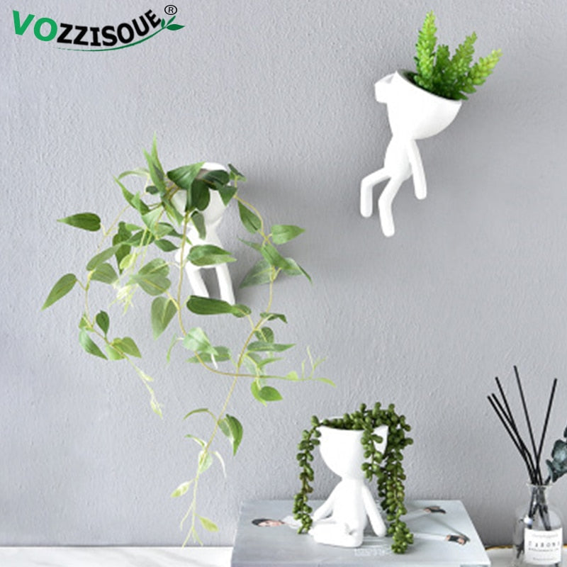 HOT Tree Man Flower Pot Planters for Plants Nordic Plant Pot Wall Modern Pot Plant Wall Pots Wall Flowerpot Cute White Planter - Executive-Skincare