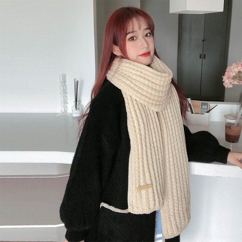 New winter Knitted scarf fashion women long scarves female vintage large shawl soft warm pashmina  thickened wool scarf - Executive-Skincare