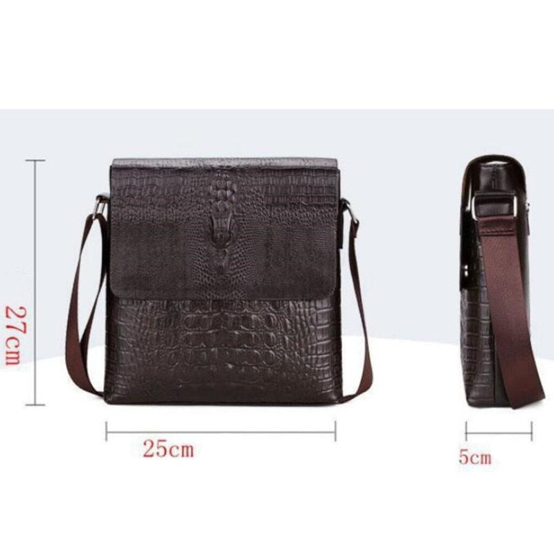 Crocodile Pattern Business Vertical Section PU Leather Korean Version Crossbody Shoulder Bags Briefcase 2201 25X27X5cm - Executive-Skincare