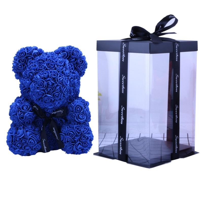 25cm/40cm Rose Bear Valentine&#39;s Day Artificial Flower Teddy Rose Bear 2022 New Year Christmas Decoration Women Valentines Gifts - Executive-Skincare