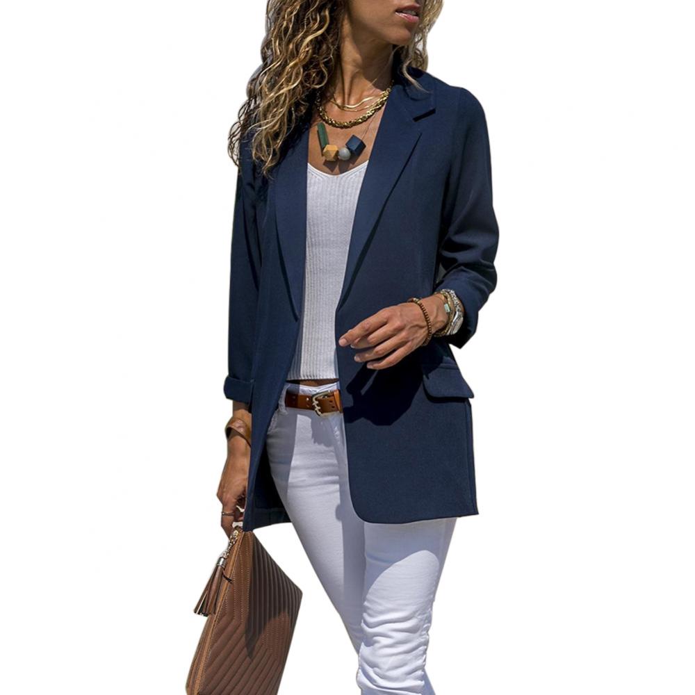 2021 New Fashion Office Ladies Solid Color Lapel Long Sleeve Blazer Women Casual Slim Blazer Coat Suit Jacket костюм женский - Executive-Skincare