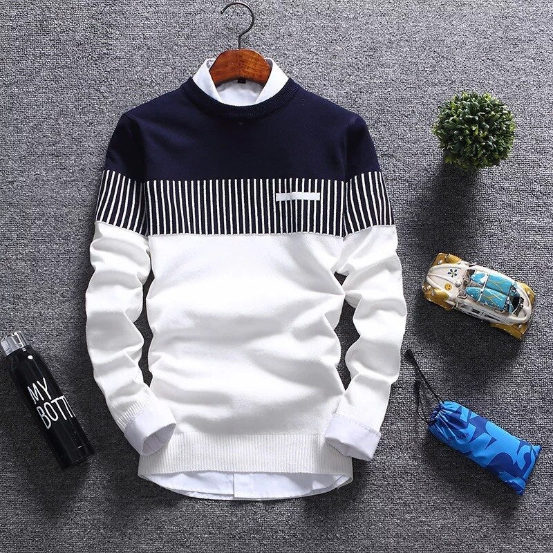 Sweater Men&#39;s Winter Pullover Men 2022 Autumn Slim Fit Striped Knitted Sweaters Mens Brand Clothing Casual pull homme hombre - Executive-Skincare