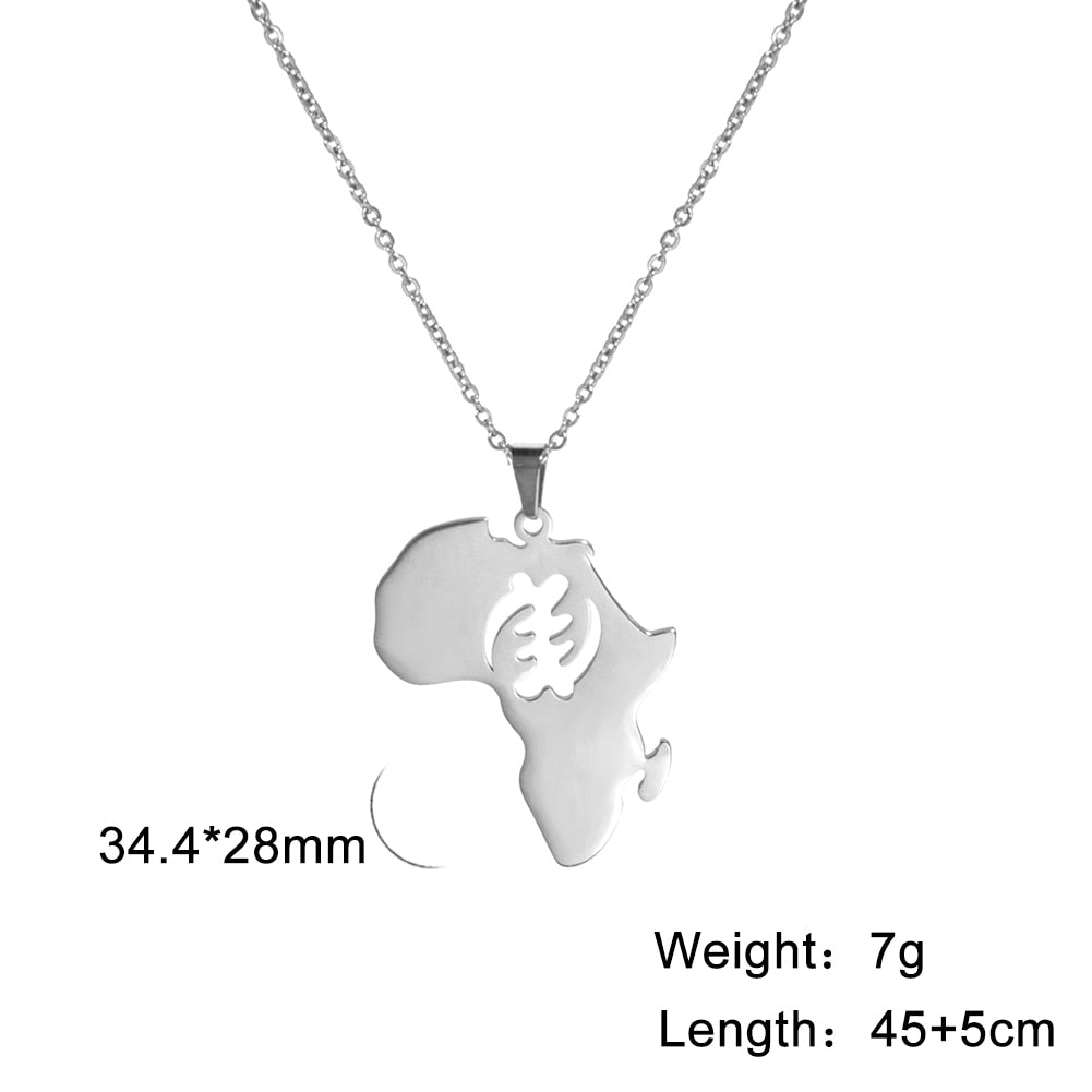 MyShape African Map Pendant Necklaces For Women Men Gold Color South Africa Stainless Steel Necklace Choker African Jewelry Gift - Executive-Skincare