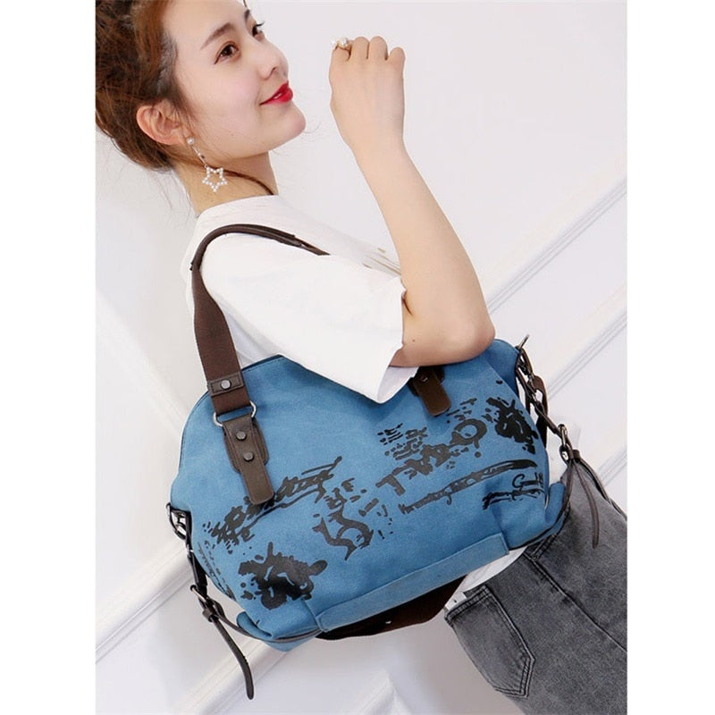 Vintage Graffiti Women Bag Canvas Handbag Female Famous Designer Shoulder Bag Ladies Tote Large Crossbody Sac a Main bolsos Muje - Executive-Skincare