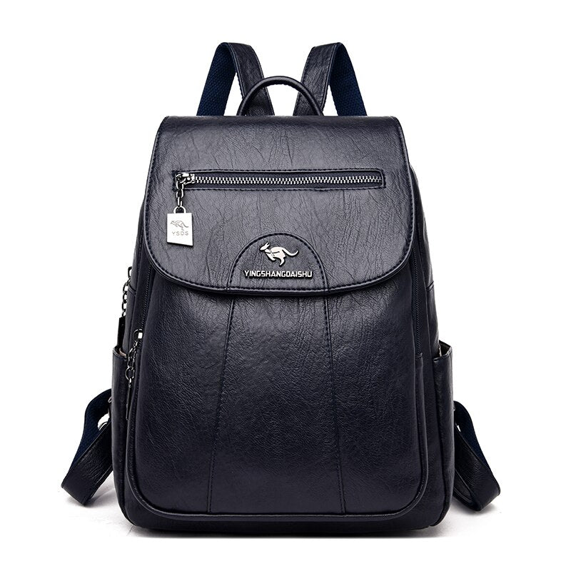 High Quality Leather Backpack Women Large Capacity Travel Backpack Fashion School Bags Mochila Shoulder Bags for Women 2022 New - Executive-Skincare