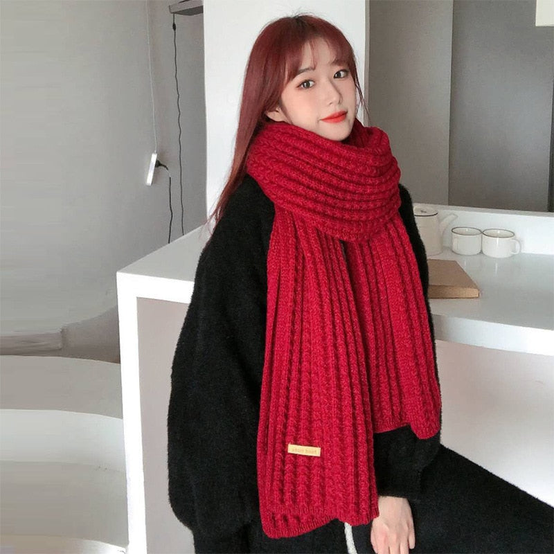 New winter Knitted scarf fashion women long scarves female vintage large shawl soft warm pashmina  thickened wool scarf - Executive-Skincare