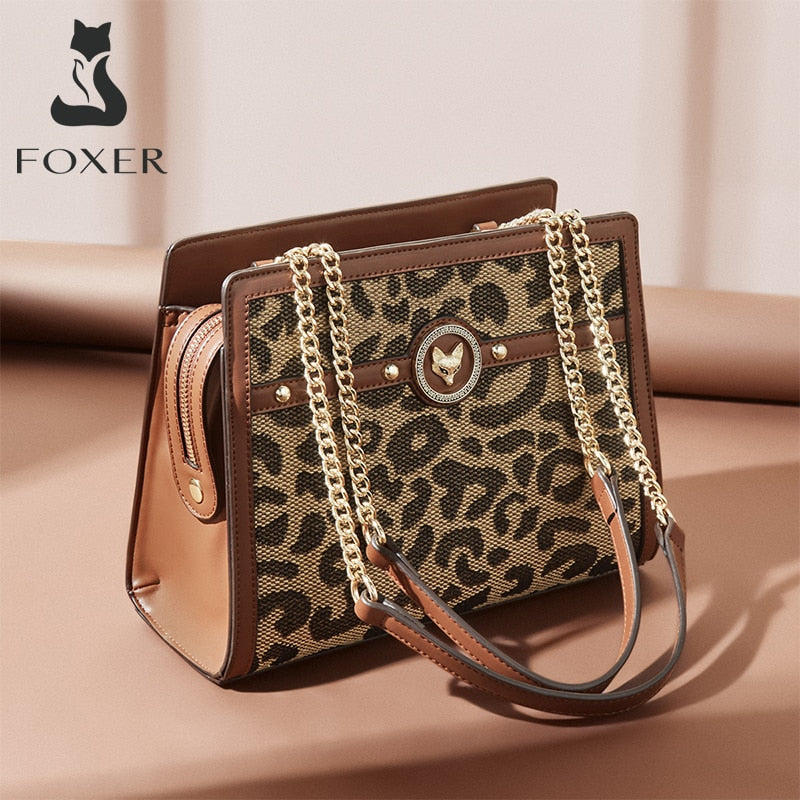 FOXER New Fashion Women&#39;s Fabric Chain Shoulder Bags Underarm Bag Ladies Large Capacity Handbag Retro Stitching Female Totes Bag - Executive-Skincare