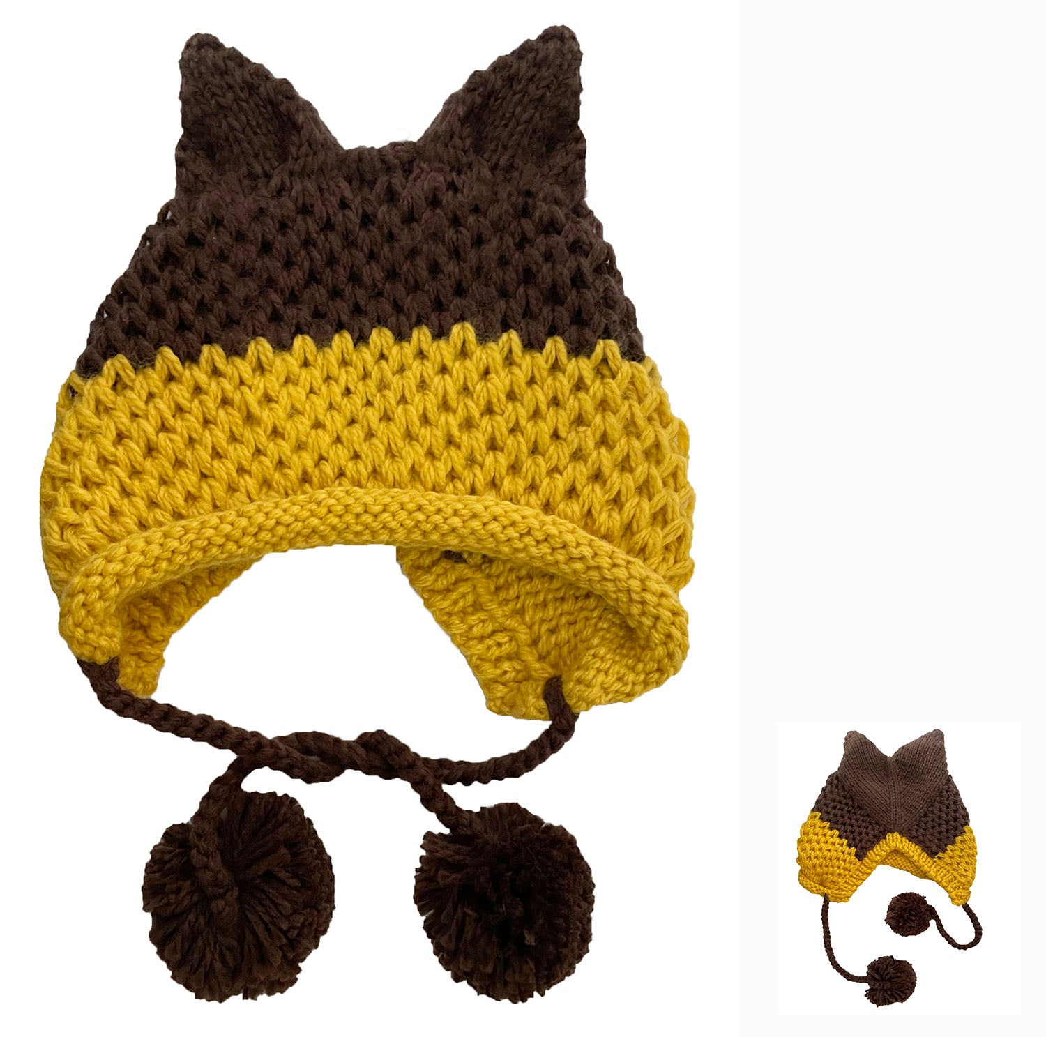 BomHCS Cute Fox Ears Beanie Winter Warm 100% Handmade Knit Hat - Executive-Skincare