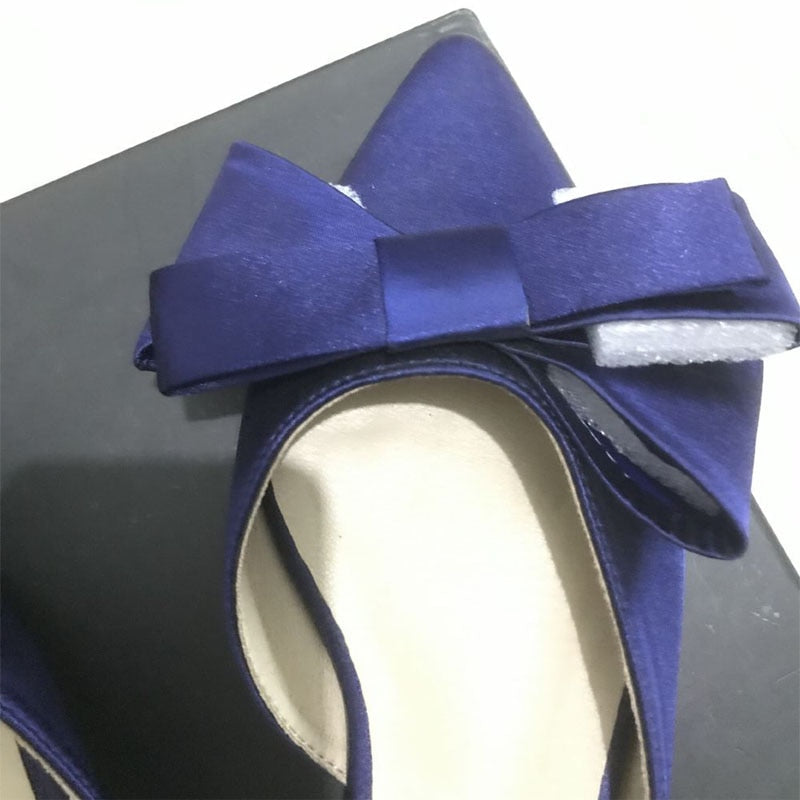 2018 spring and summer women&#39;s shoes Korean silk satin Pointed bow tie slippers Baotou flat heel sets semi slippers - Executive-Skincare