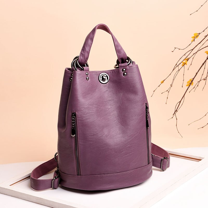 Casual Large-Capacity School Bags Girl Soft Leather Women&#39;s Backpack Fashion Travel Backpack Ladies Designer Backpacks 2021Sac - Executive-Skincare