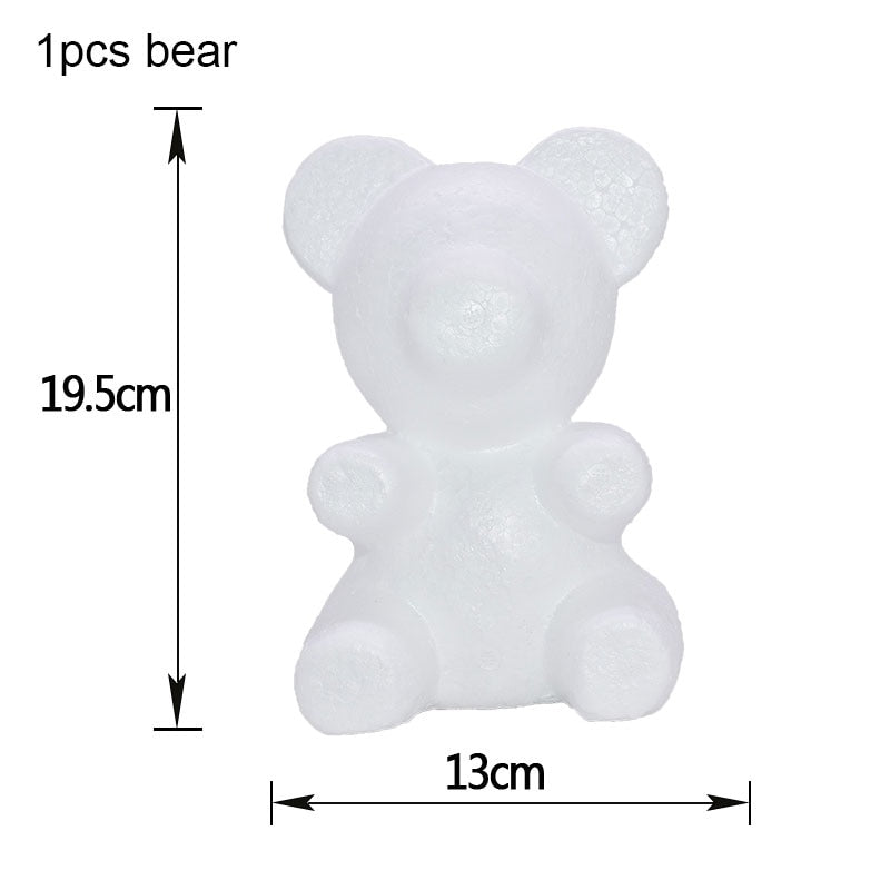 Polystyrene Styrofoam Foam Bear White Heart Ball DIY Rose Bear Craft For Birthday Party Wedding Decoration Christmas Ornament - Executive-Skincare