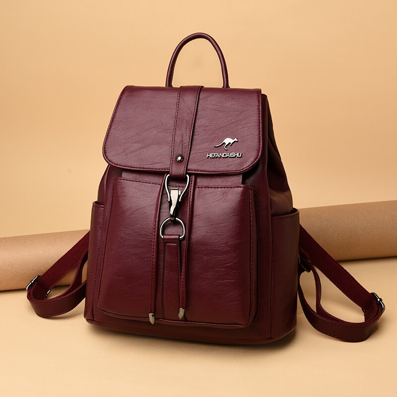 New Luxury Women Backpack Vintage Travel Soft Leather Backpack Large Capacity Bookbag High Quality School Bags for Teenage Girls - Executive-Skincare