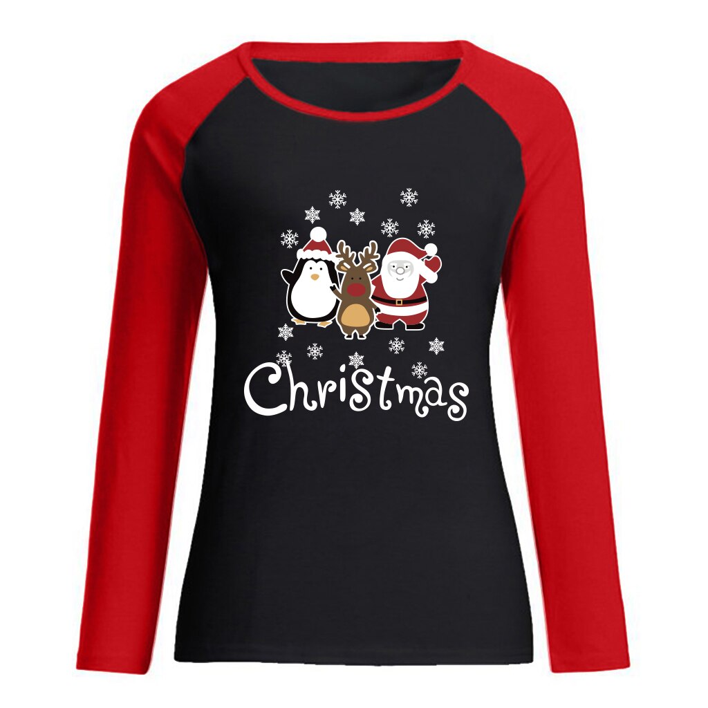 2020 Merry Christmas Funny Santa Claus Printing Women's T Shirt Fashion Oversized Raglan Long Sleeve Top Women Christmas Clothes - Executive-Skincare