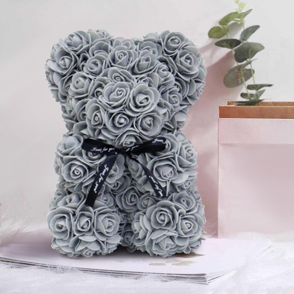 25cm/40cm Rose Bear Valentine&#39;s Day Artificial Flower Teddy Rose Bear 2022 New Year Christmas Decoration Women Valentines Gifts - Executive-Skincare