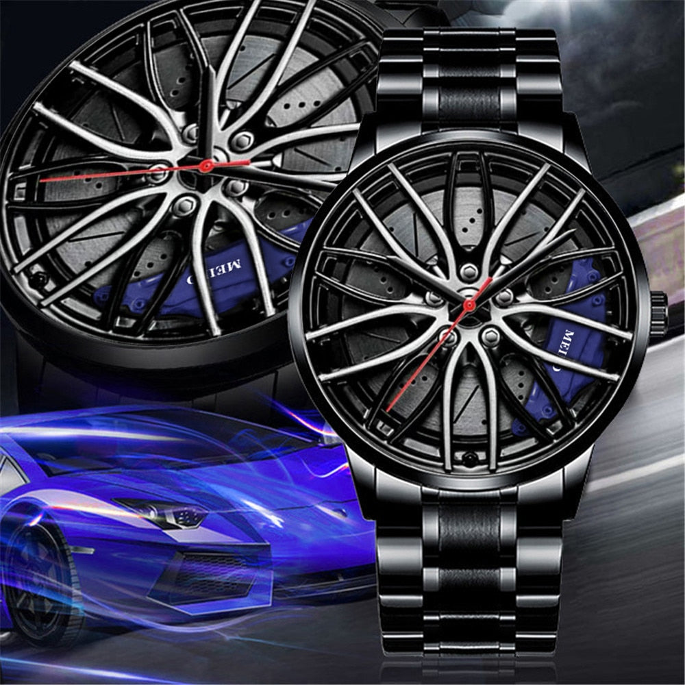 Mens Luxury Watches Sports Car Watches 3D Sport Rim Hub Wheel Wristwatch Car Quartz Men&#39;s Watches Creative Relogio Masculino - Executive-Skincare