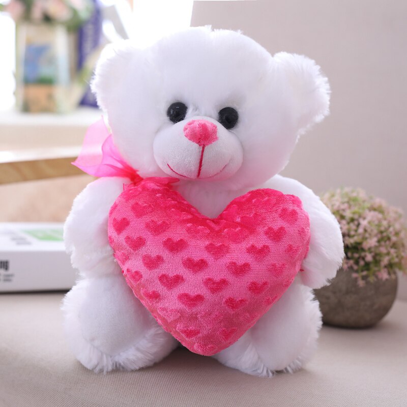 1PC 35CM Sweet Love Teddy Bear Hugging Heart Bear Doll Stuffed Plush Toy  Valentines Gift for Girlfriend Kids - Executive-Skincare