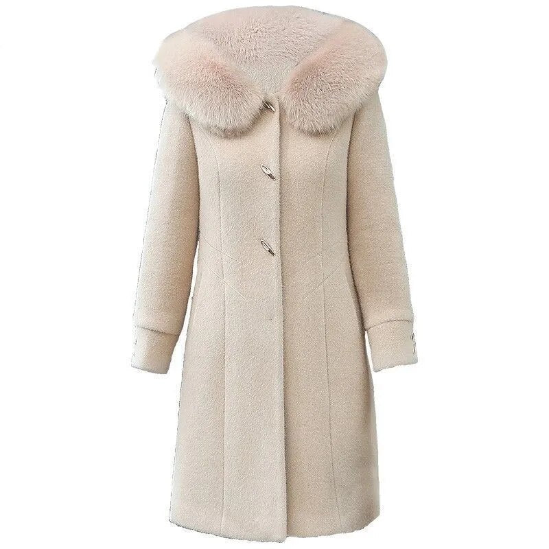 Middle Aged Women&#39;s Winter Jacket 2022 Long Imitation Mink Velvet Cashmere Coat High Quality Middle Age Female Woolen Coat W2375 - Executive-Skincare