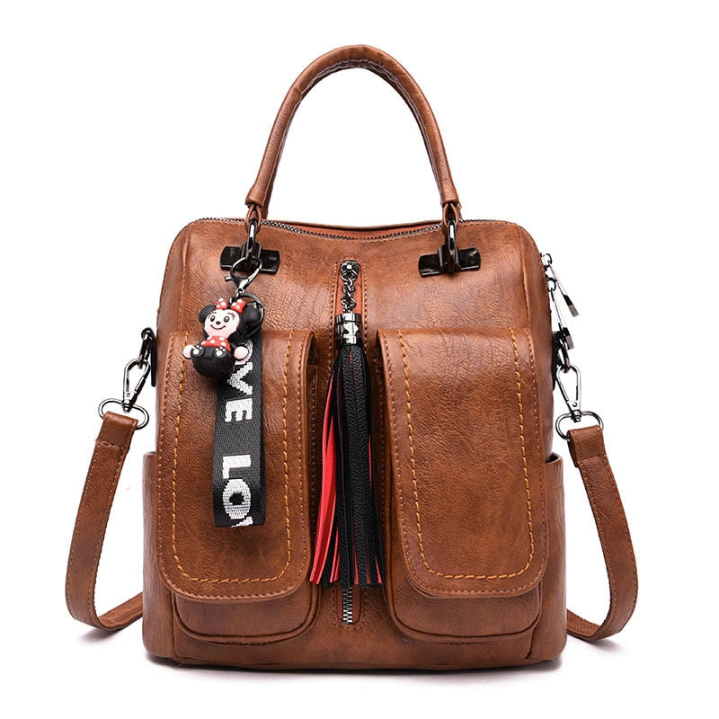 2020 Women Backpacks Soft Leather Lady Travel Backpack School Bags for Teenage Girls Multifunction Women Shoulder Bags Mochilas - Executive-Skincare