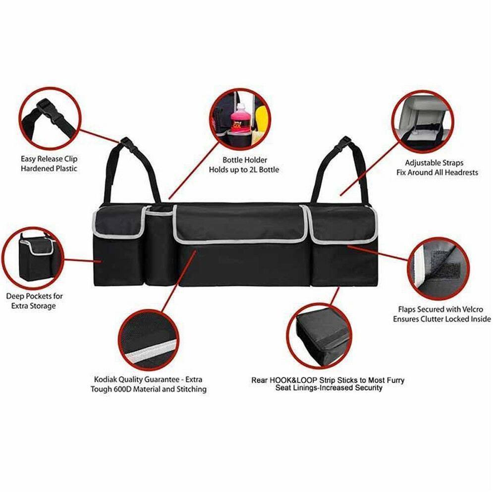 High Capacity Adjustable Car Storage Box Backseat 4 Bag Trunk Organizer Multi-use Oxford Car Seat Back Organizers Car Accesories - Executive-Skincare