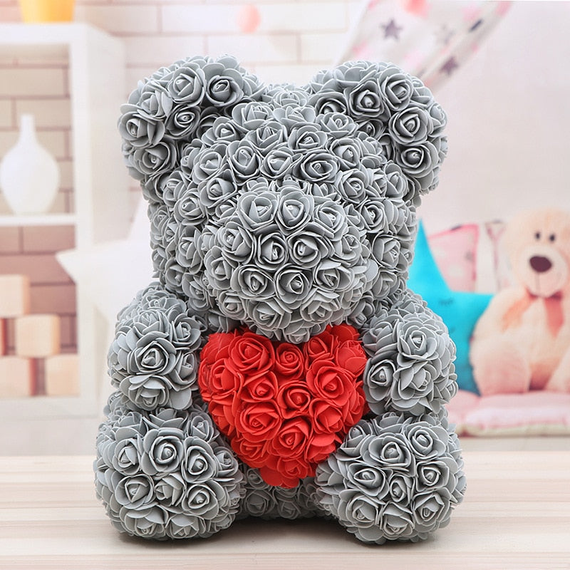 25/40CM Teddy Rose Bear Artificial Flowers Rose Bear for Women Valentines Day Wedding Birthday Christmas Gift Box Home Decor - Executive-Skincare