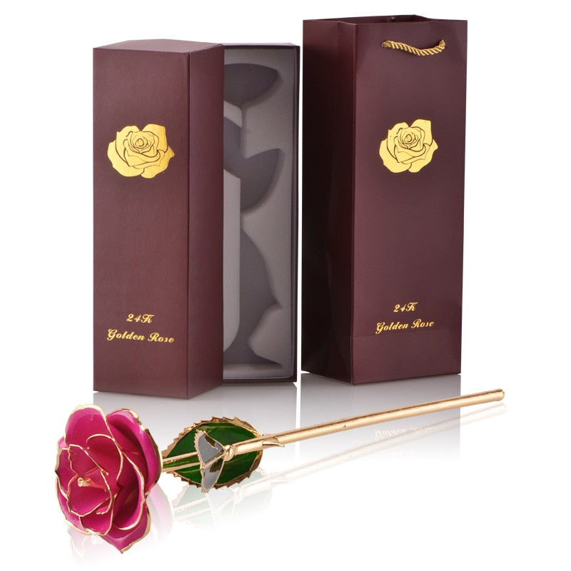 Gifts for Women 24k Gold Dipped Rose with Stand Eternal Flowers Forever Love In Box Girlfriend Wedding Christmas Gifts for Her - Executive-Skincare