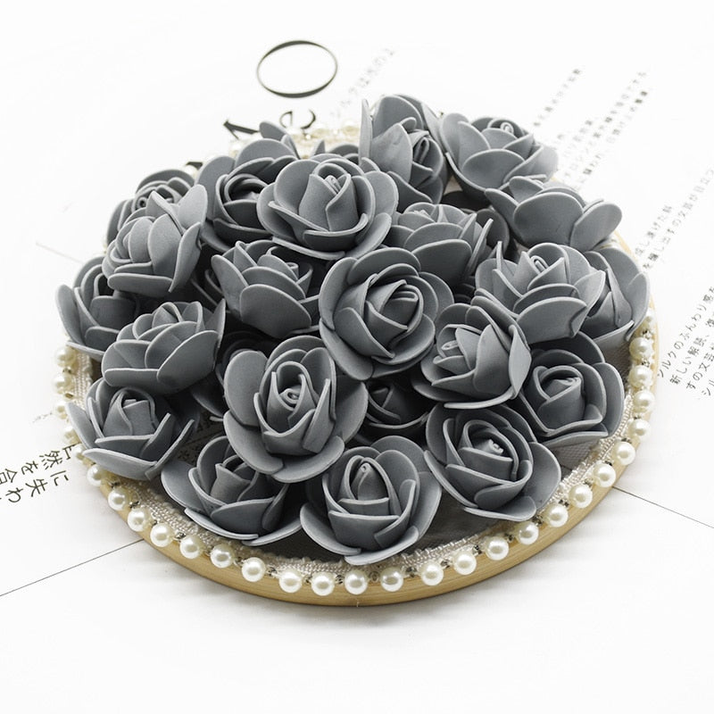 200 Pieces Artificial Flowers 3CM PE Teddy of Bear Roses Head Wedding Decorative Fake for Scrapbooking Valentine&#39;s Day Gifts - Executive-Skincare