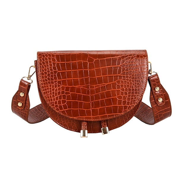 Gusure Luxury Crocodile Pattern Crossbody Bags for Women Half Round Messenger PU Leather Handbags Shoulder Sac Main Femme - Executive-Skincare