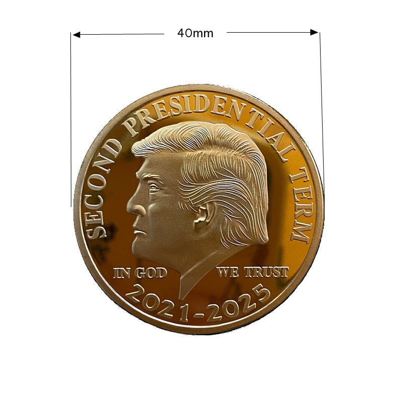 Collectible Gold Coins US Donald Trump Commemorative Coin &quot;Second Presidential Term 2021-2025 IN GOD WE TRUST&quot; - Executive-Skincare