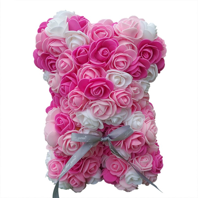 HOT Dorpshipping 25cm Teddy Dolls Rose Bear Valentine&#39;s Day Gift for Women Girlfriend Artificial PE Flower Wedding Party Decor - Executive-Skincare