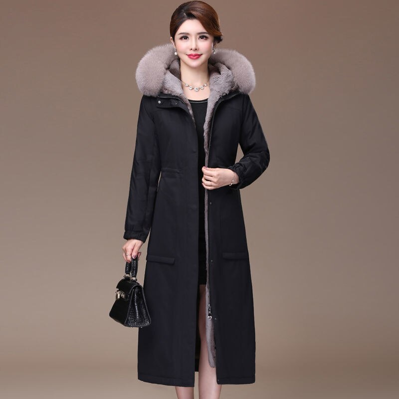 Women Winter Parkas 2022 New Female Premium Quality Overcoat Thicken Fashion Coat Imitate Fox Fur Collar Long Jacket A576 - Executive-Skincare