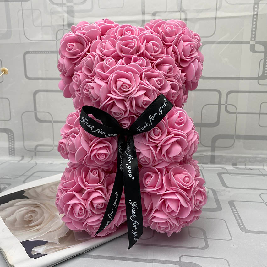 25 cm high roses bear Valentine&#39;s Day teddy bears 14 colors Holiday High-grade DIY gifts Christmas gift wedding decoration - Executive-Skincare