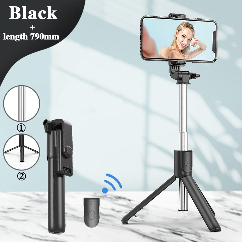 Selfie Stick Wireless Bluetooth Compatible Foldable Mini Tripod For Phone With Fill Light Shutter Remote Control For IOS Android - Executive-Skincare