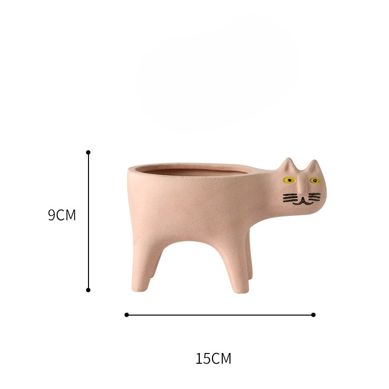 Cartoons Cat Flowerpot Animal Ceramic Flowerpot Cute Vase Cactus Succulent Plants Potted  Flower Arrangement Home Decoration - Executive-Skincare