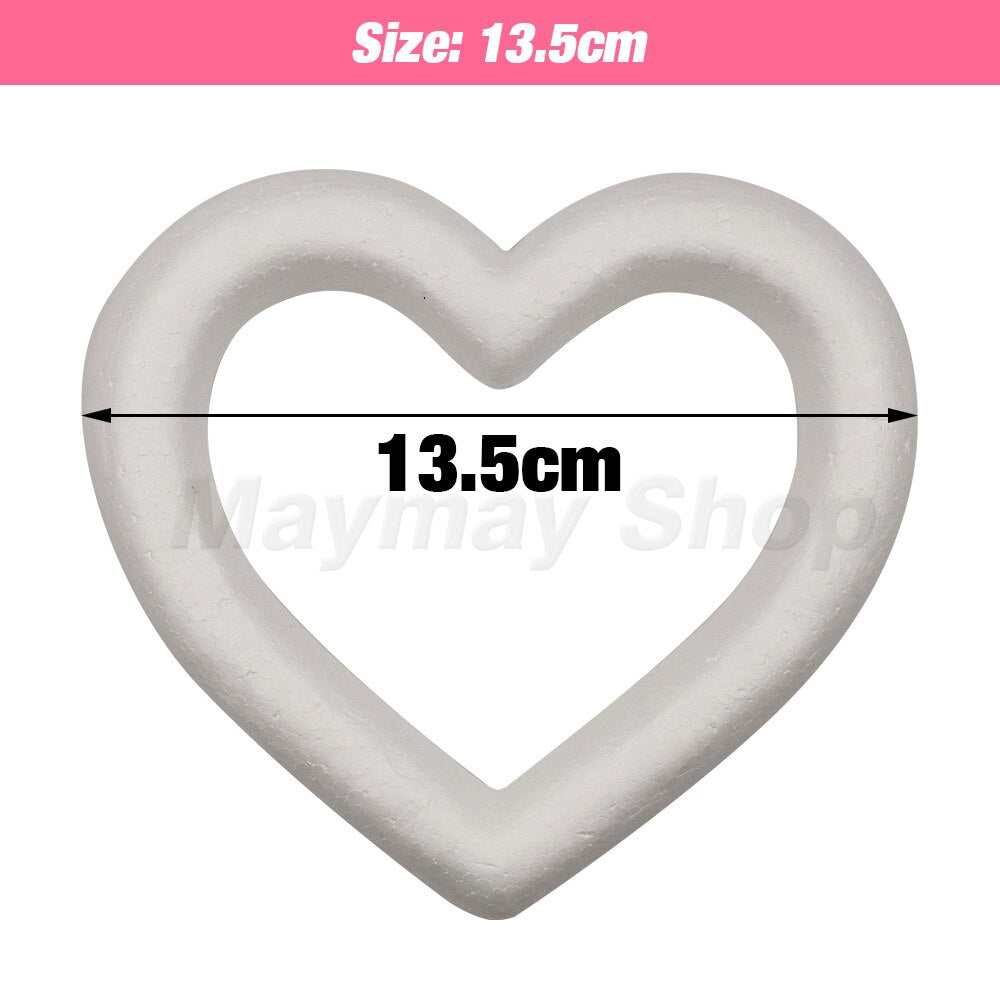 Polystyrene Styrofoam Heart Modelling Foam Hollow Heart Ring For Valentine Christmas Wedding Party DIY Craft Decoration Supplies - Executive-Skincare