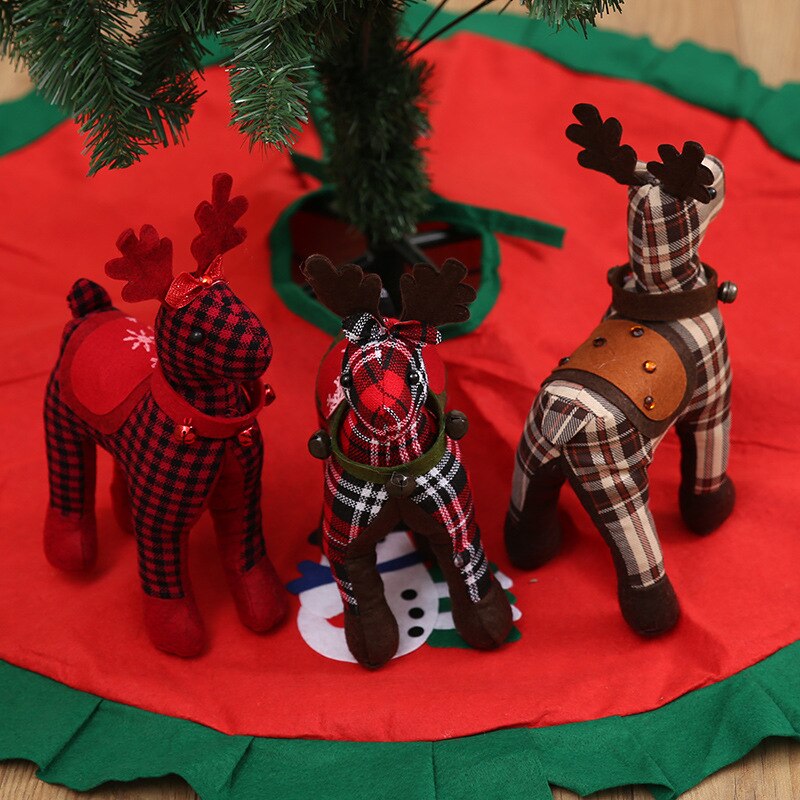 Christmas Decoration Pendant Festival Deer Reindeer Plaid cloth Doll House Table Ornaments Christmas Tree Elk Kids New Year Gift - Executive-Skincare