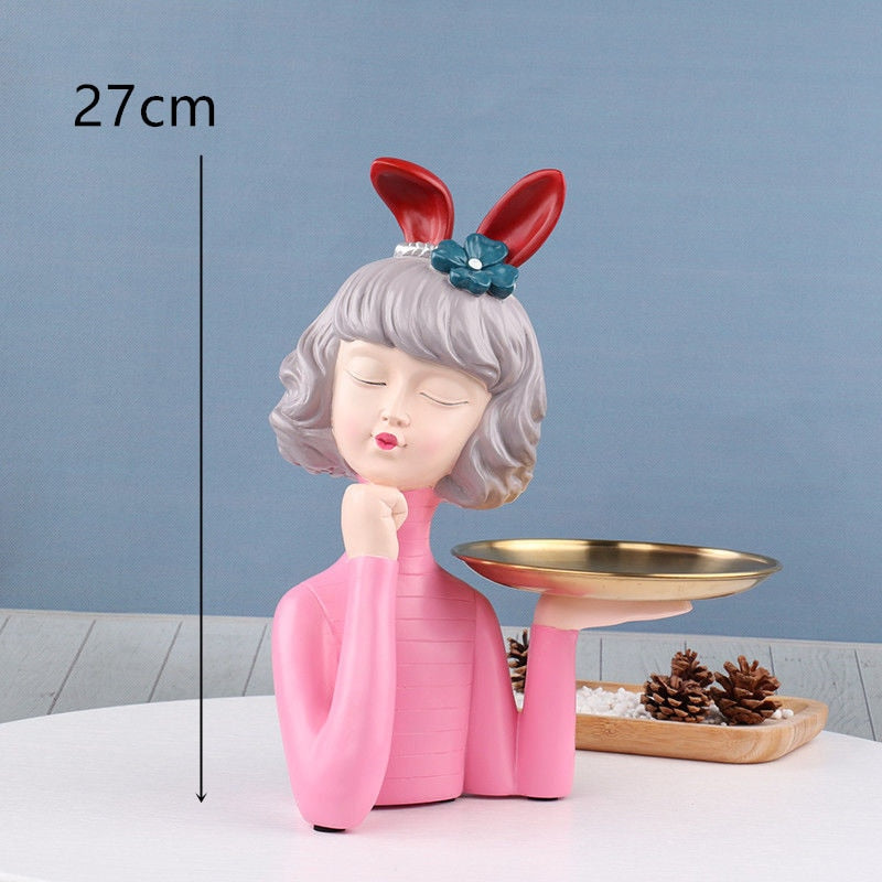 Cute creative Bouquet Girl Ornaments Sculpture Statue gifts Living Room TV cabinet Flower arrangement Modern Home Decoration - Executive-Skincare